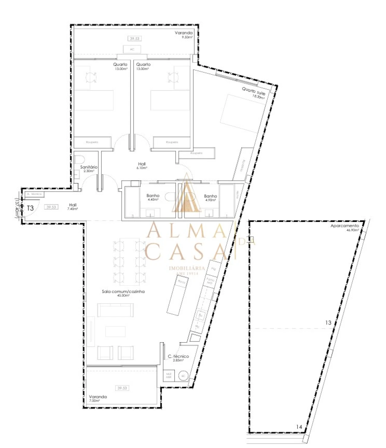 Apartamento T3 para Venda em Gulpilhares e Valadares Foto 14