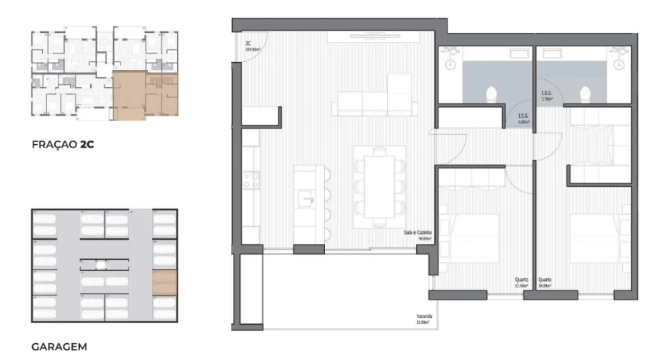 Apartamento T2 para Venda em Poiares (Santo Andre) Planta 1