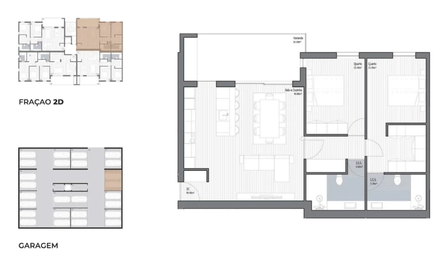 Apartamento T2 para Venda em Poiares (Santo Andre) Planta 1