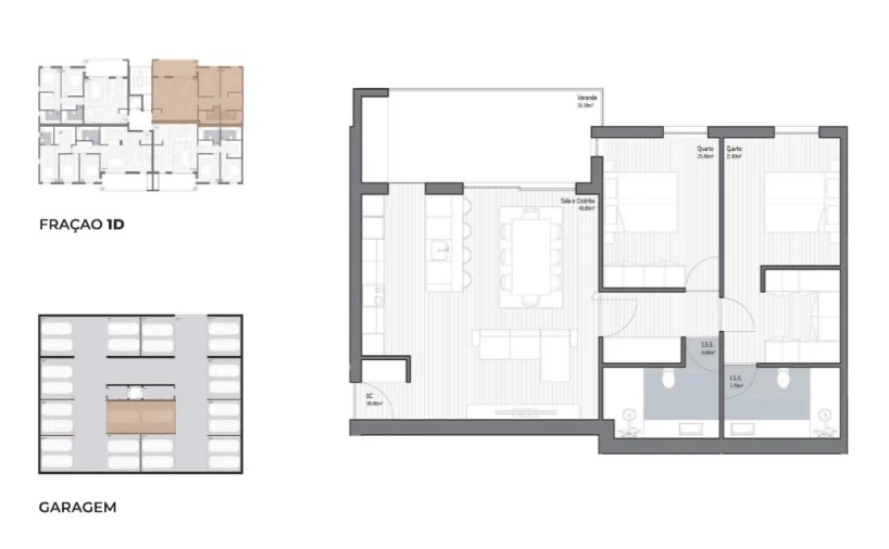 Apartamento T2 para Venda em Poiares (Santo Andre) Planta 1