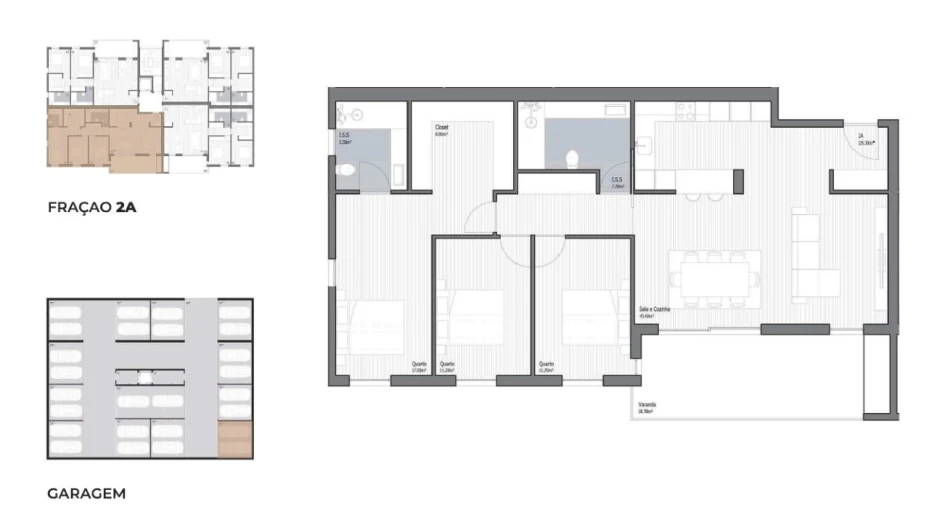 Apartamento T3 para Venda em Poiares (Santo Andre) Planta 1