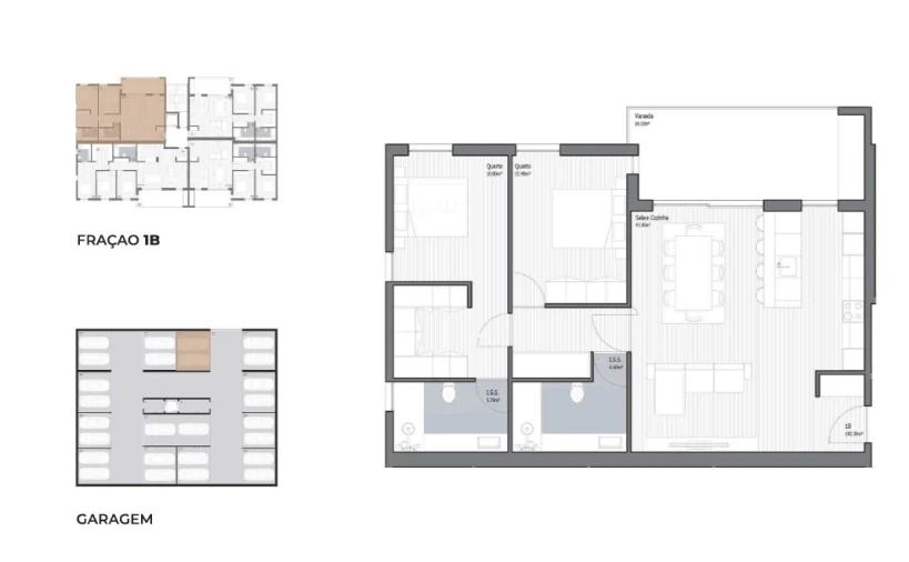 Apartamento T2 para Venda em Poiares (Santo Andre) Planta 1