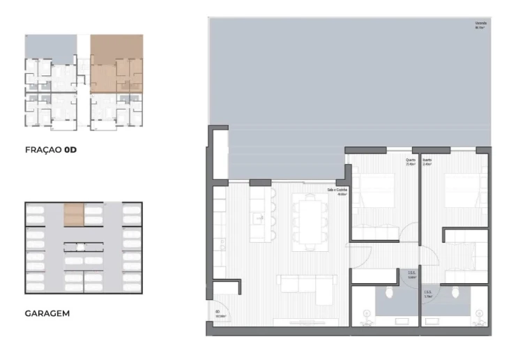 Apartamento T2 para Venda em Poiares (Santo Andre) Planta 1