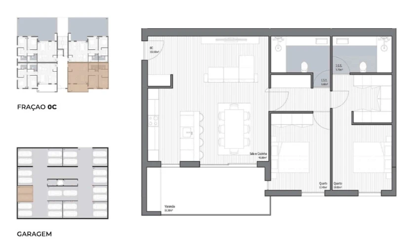 Apartamento T2 para Venda em Poiares (Santo Andre) Planta 1