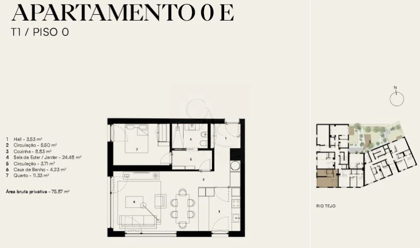 Apartamento T1 para Venda em Alcantara Planta 1