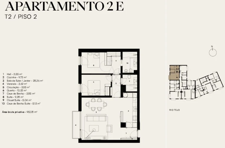Apartamento T2 para Venda em Alcantara Planta 1