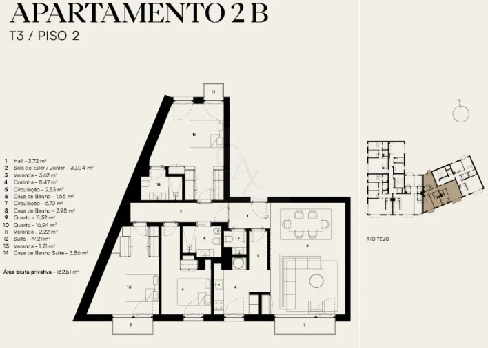 Apartamento T3 para Venda em Alcantara Planta 1