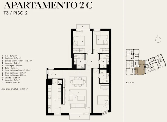 Apartamento T3 para Venda em Alcantara Planta 1