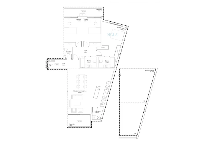 Apartamento T3 para Venda em Gulpilhares e Valadares Planta 1