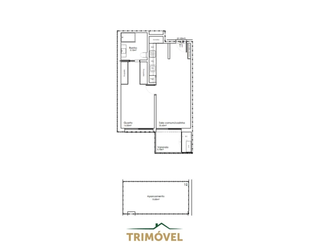 Apartamento T1 para Venda em São João da Madeira Planta 1