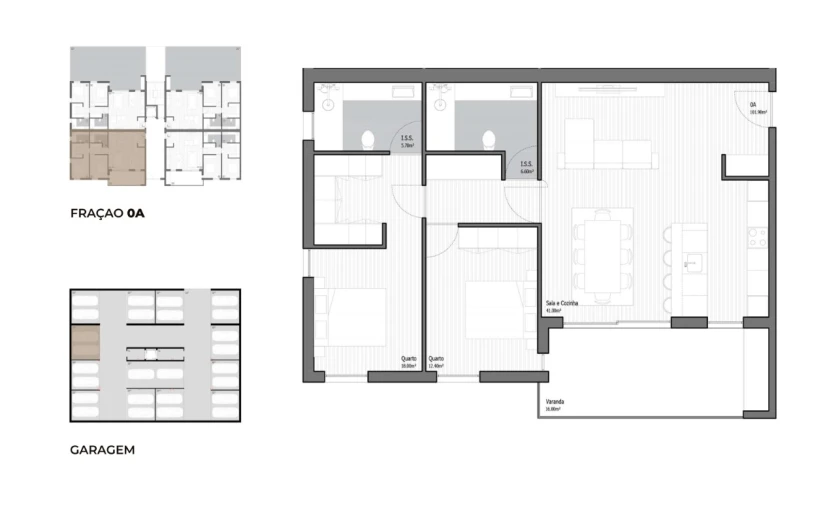 Apartamento T2 para Venda em Poiares (Santo Andre) Planta 1