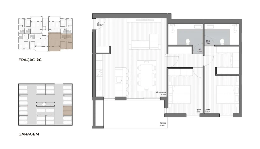 Apartamento T2 para Venda em Poiares (Santo Andre) Planta 1