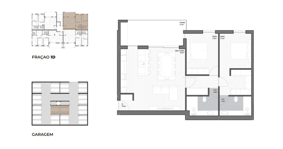 Apartamento T2 para Venda em Poiares (Santo Andre) Planta 1