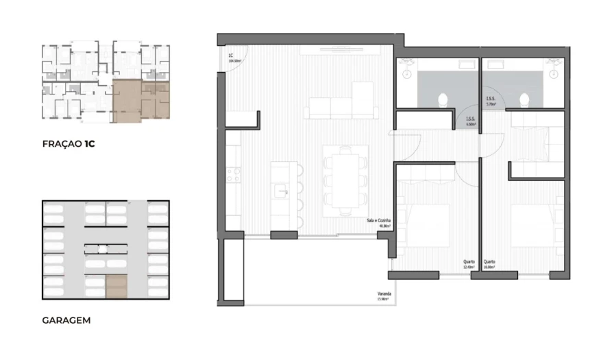 Apartamento T2 para Venda em Poiares (Santo Andre) Planta 1