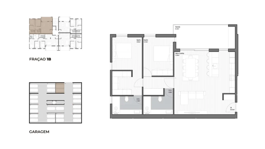 Apartamento T2 para Venda em Poiares (Santo Andre) Planta 1