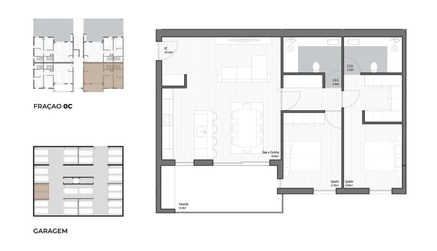 Apartamento T2 para Venda em Poiares (Santo Andre) Planta 1