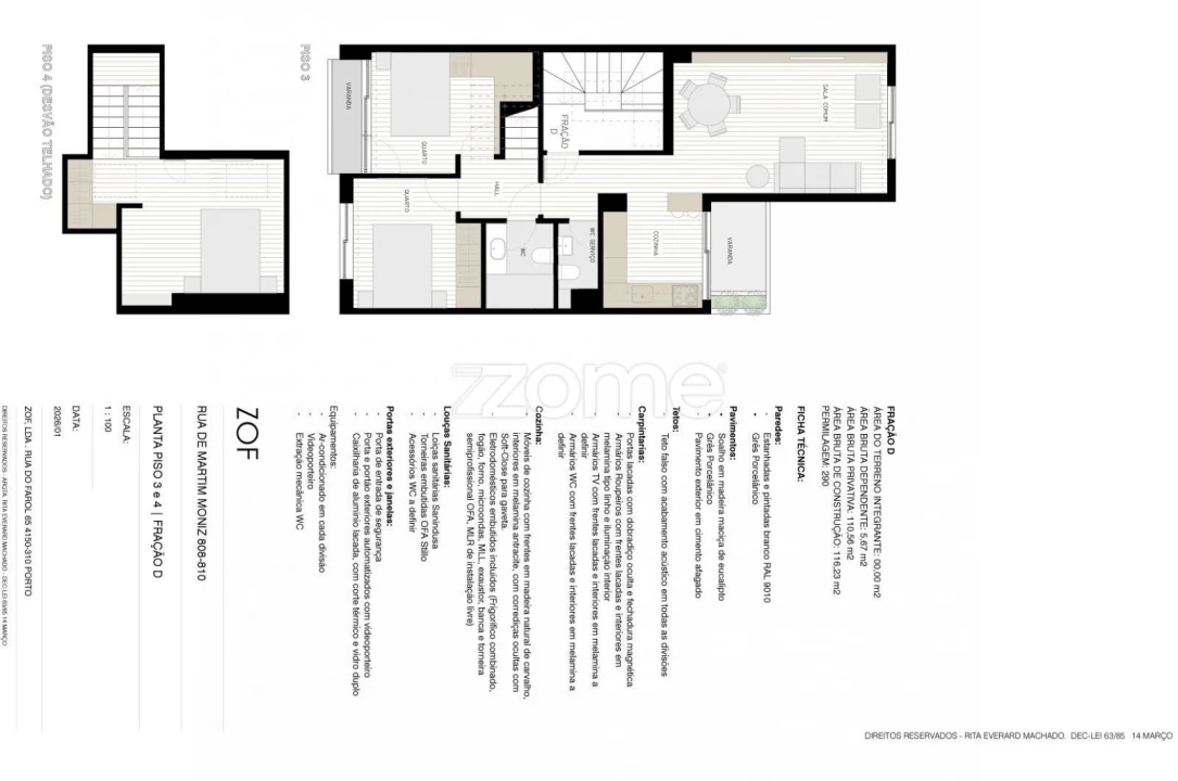 Apartamento T3 para Venda em Aldoar, Foz do Douro e Nevogilde Planta 2