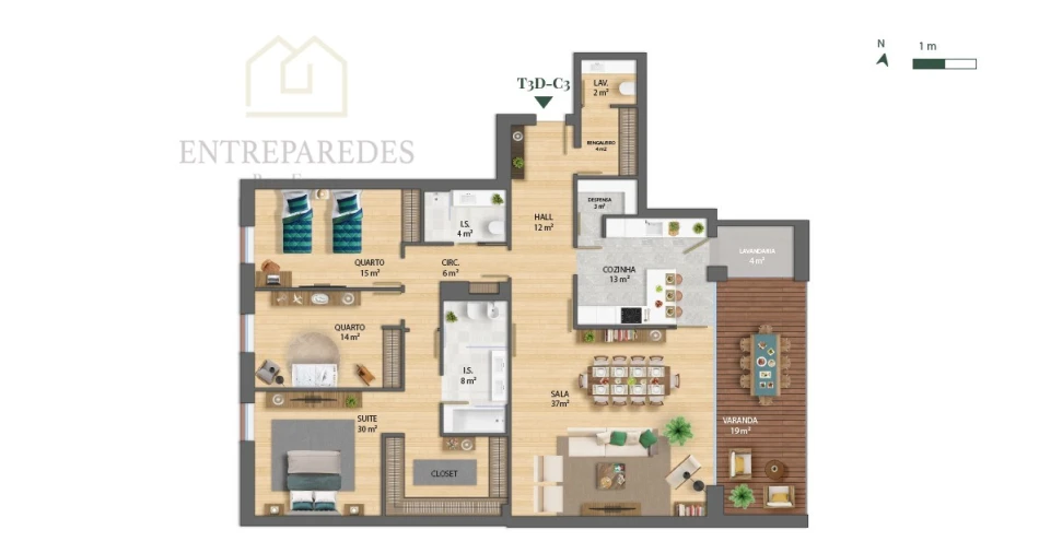 Apartamento T3 para Venda em Mafamude e Vilar do Paraíso Foto 41