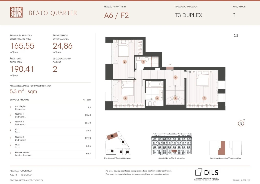 Apartamento T3 para Venda em Beato Planta 2