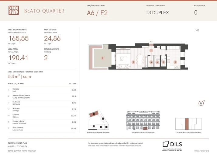 Apartamento T3 para Venda em Beato Planta 1