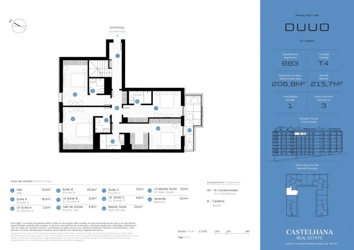 Apartamento T4 para Venda em Avenidas Novas Planta 1