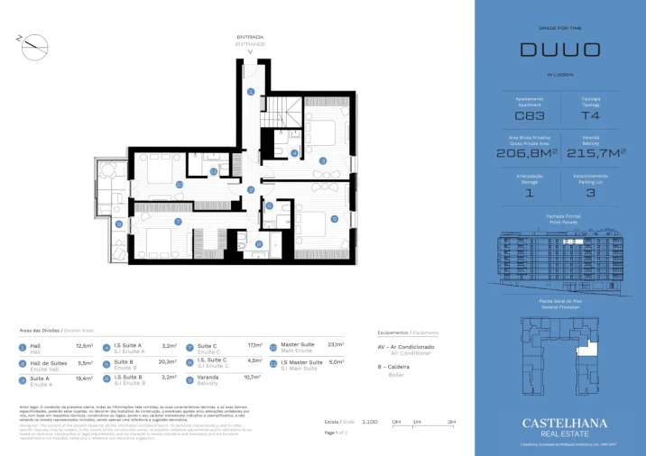 Apartamento T4 para Venda em Avenidas Novas Planta 1