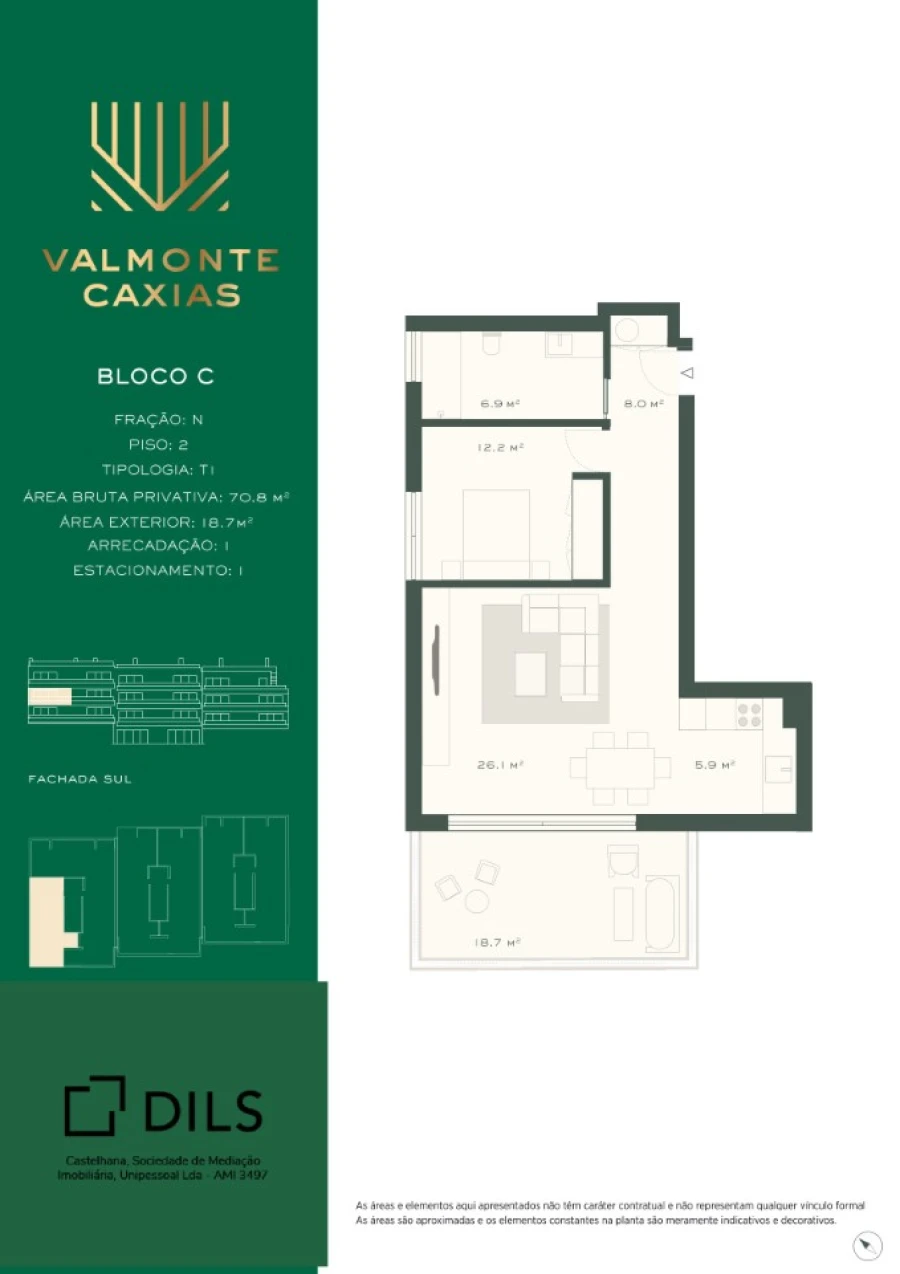 Apartamento T1 para Venda em Oeiras e São Julião da Barra, Paço de Arcos e Caxias Planta 1