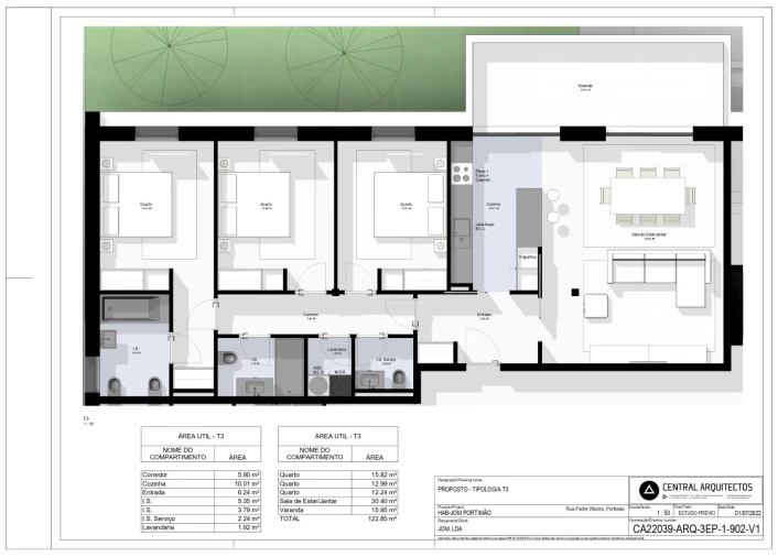 Apartamento T3 para Venda em Portimão Planta 1