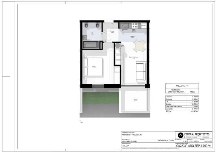 Apartamento T1 para Venda em Portimão Planta 1