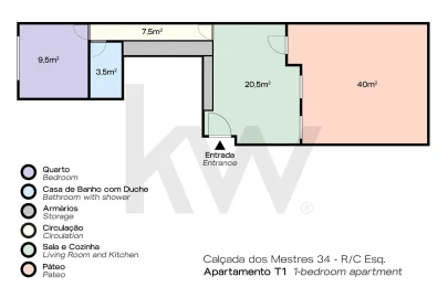 Apartamento T1 para Arrendamento em Campolide