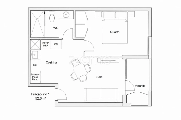 Apartamento T1 para Venda em Matosinhos e Leça da Palmeira Planta 1