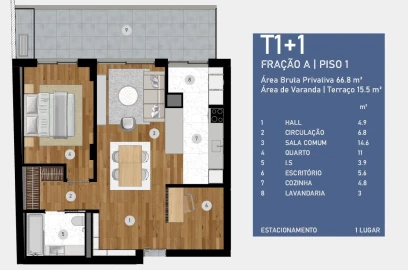 Apartamento T1 para Venda em Custóias, Leça do Balio e Guifões