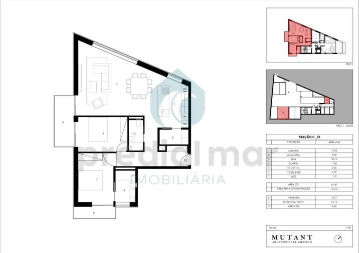 Apartamento T2 para Venda em Gondomar (São Cosme), Valbom e Jovim Planta 1