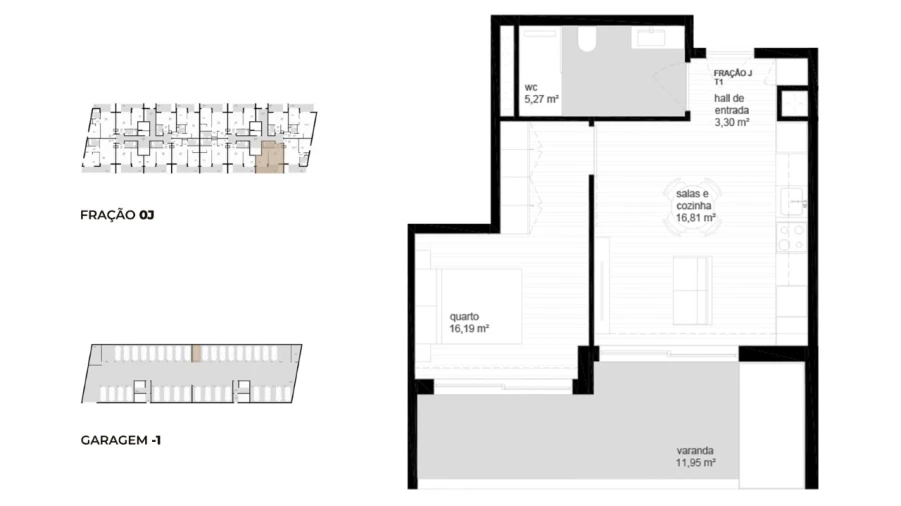 Apartamento T1 para Venda em Campos e Vila Meã Planta 1