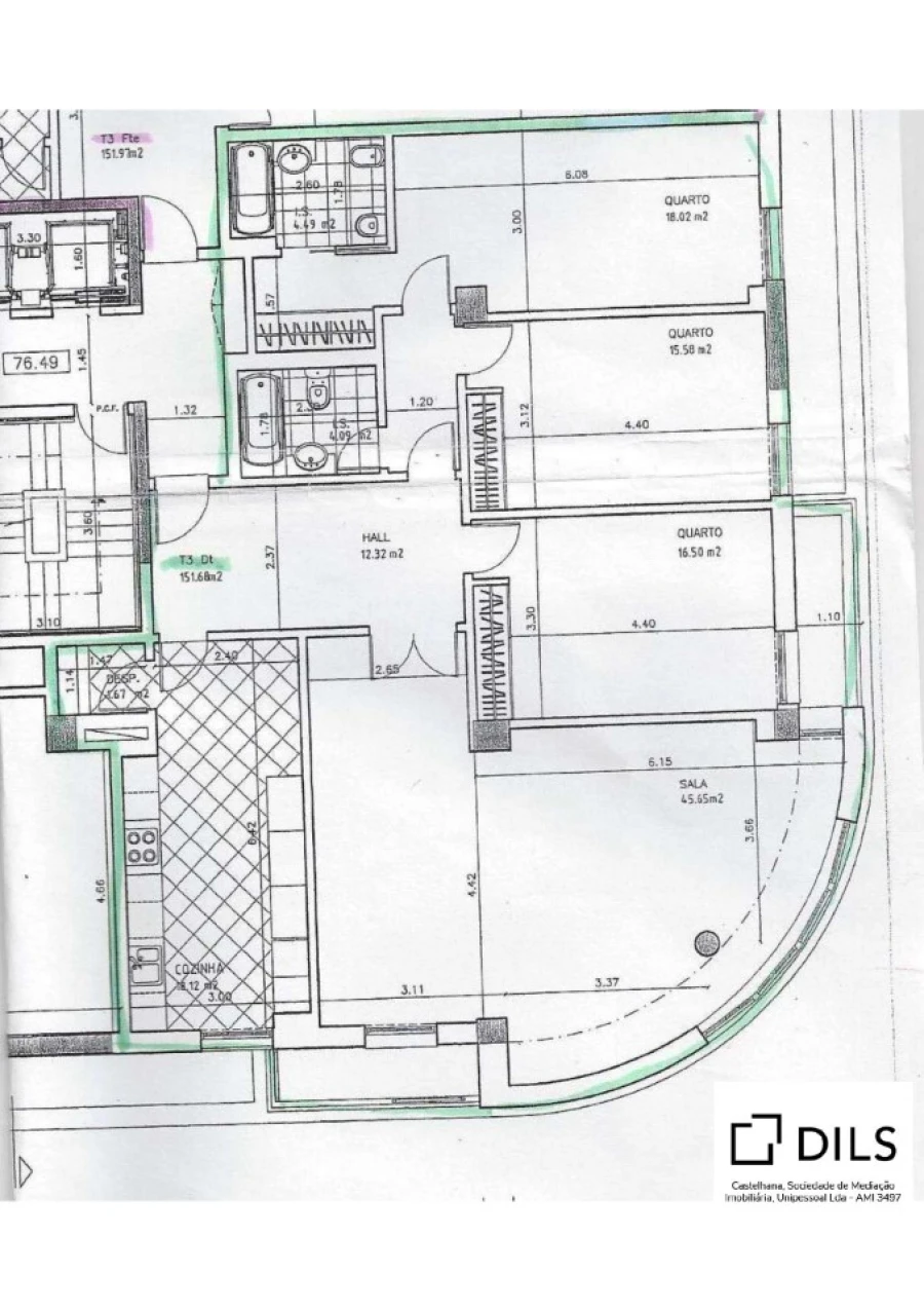 Apartamento T3 para Venda em Avenidas Novas Planta 1