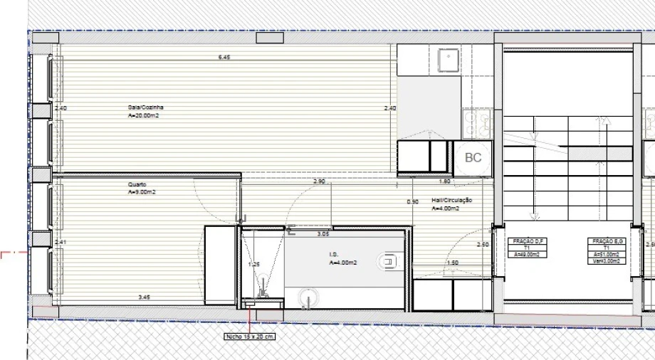 Apartamento T1 para Arrendamento em Cedofeita, Santo Ildefonso, Sé, Miragaia, São Nicolau e Vitória Planta 1