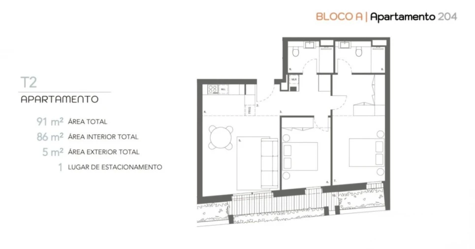 Apartamento T2 para Venda em Ramalde Planta 1