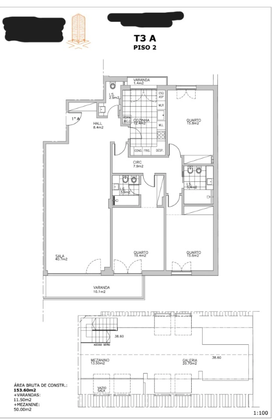 Apartamento T3 para Venda em Carcavelos e Parede Planta 1