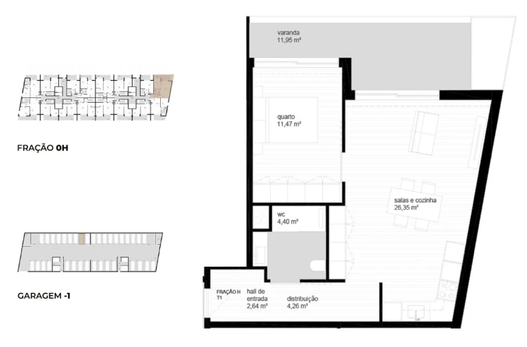Apartamento T1 para Venda em Vila Nova de Cerveira e Lovelhe Planta 1