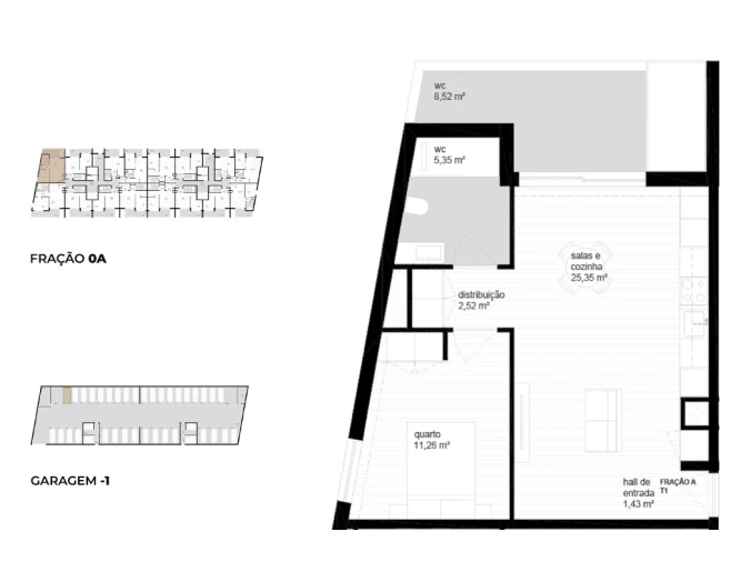 Apartamento T1 para Venda em Vila Nova de Cerveira e Lovelhe Planta 1
