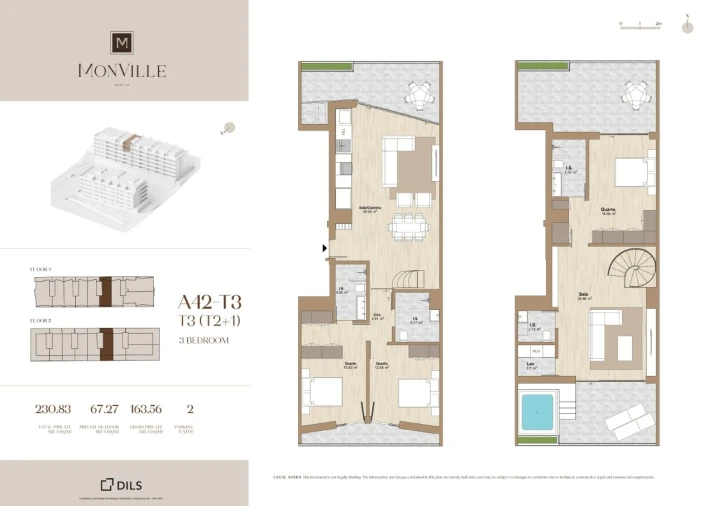Apartamento T3 para Venda em Montijo e Afonsoeiro Planta 1