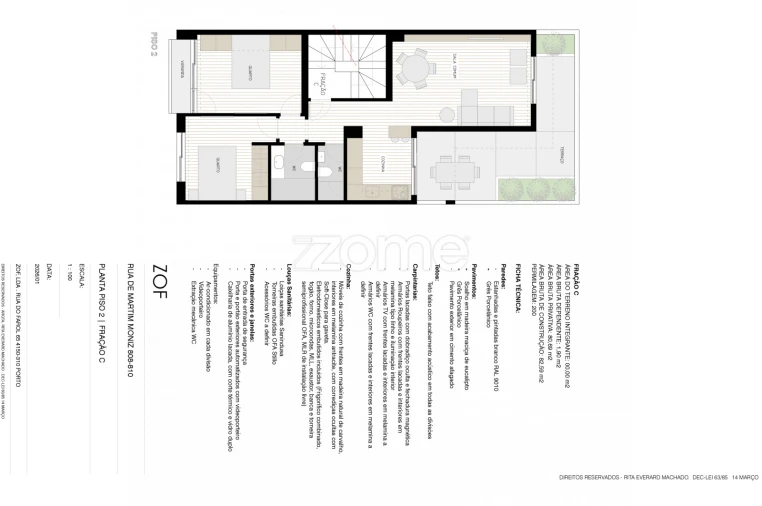Apartamento T2 para Venda em Aldoar, Foz do Douro e Nevogilde Planta 1