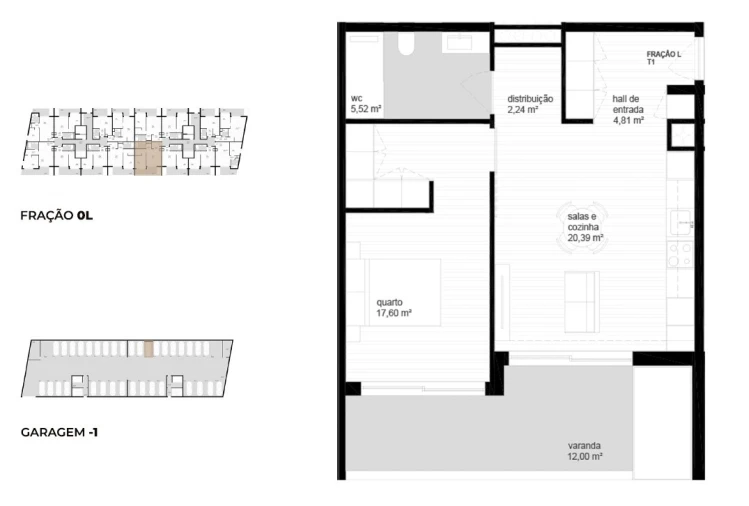 Apartamento T1 para Venda em Vila Nova de Cerveira e Lovelhe Planta 1