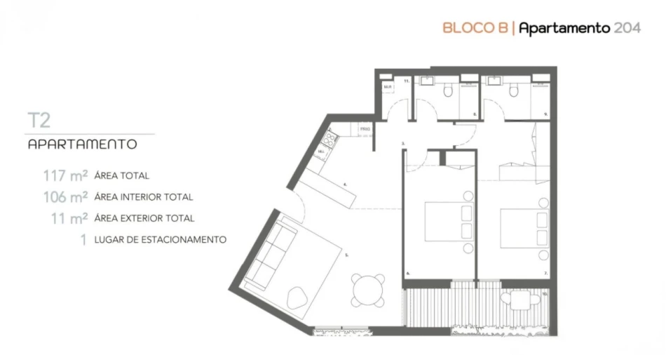 Apartamento T2 para Venda em Ramalde Planta 1