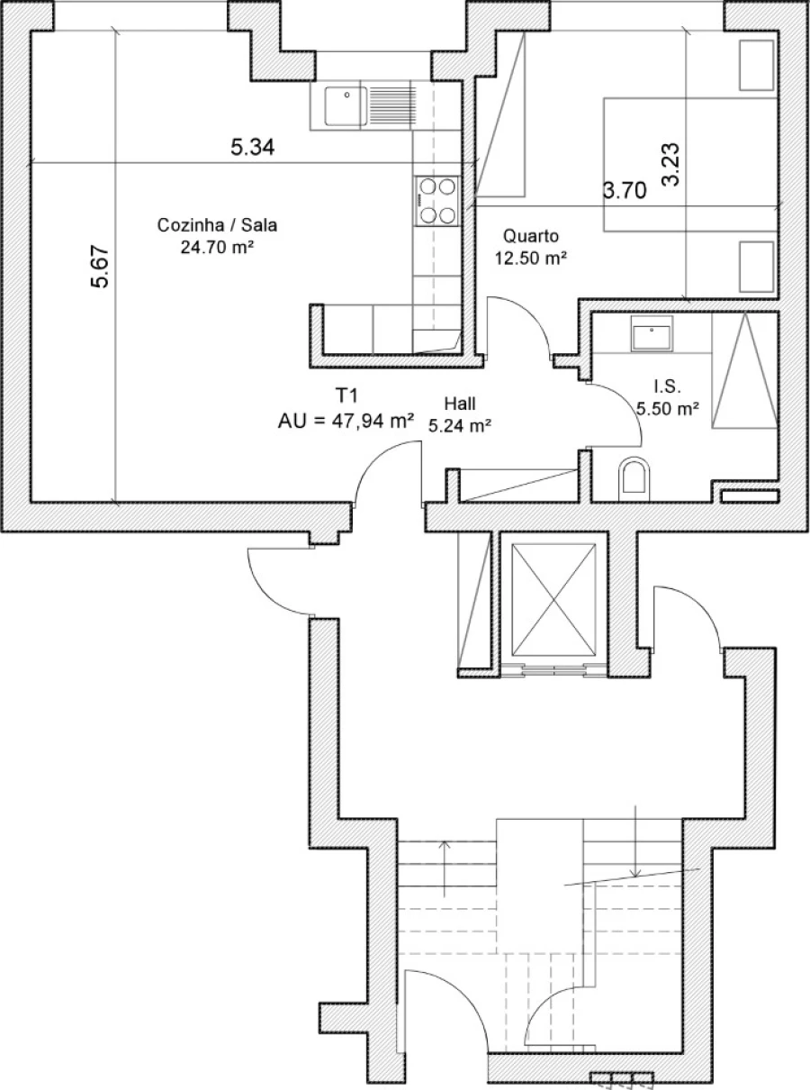 Apartamento T1 para Venda em Benavente Planta 1