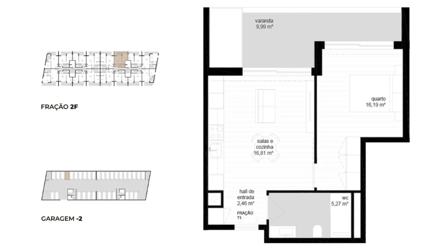 Apartamento T1 para Venda em Campos e Vila Meã Planta 1