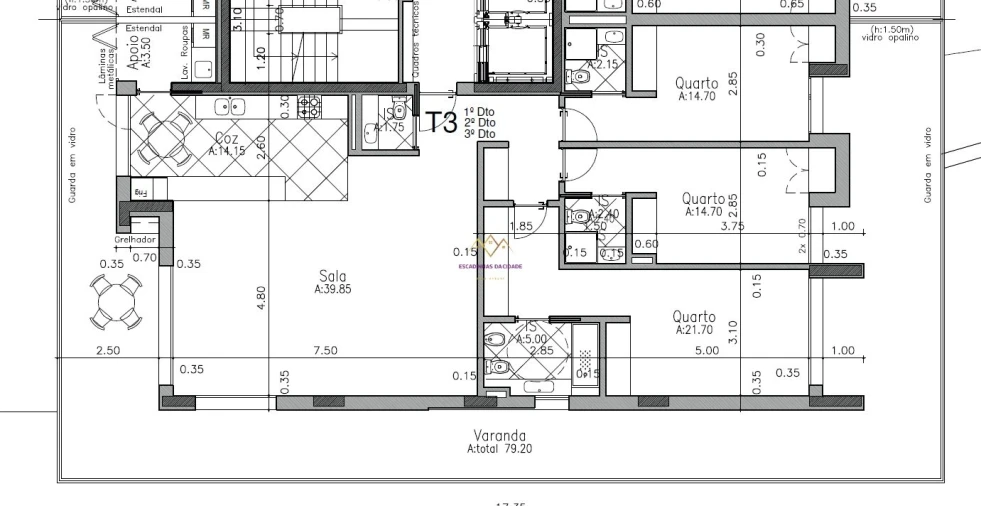 Apartamento T3 para Venda em Montijo e Afonsoeiro Planta 1