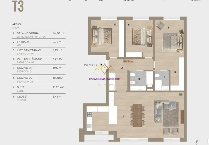 Apartamento T3 para Venda em Montijo e Afonsoeiro Planta 1