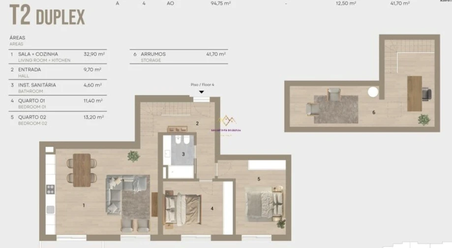Apartamento T3 para Venda em Montijo e Afonsoeiro Planta 1
