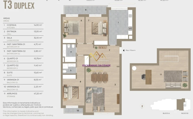 Apartamento T3 para Venda em Montijo e Afonsoeiro Planta 1